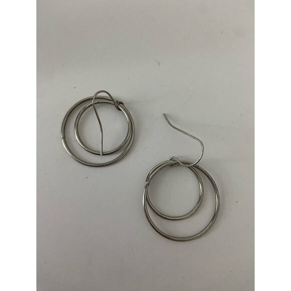 Circular dangle earrings silver tone - Picture 3 of 3